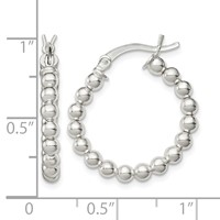 Sterling Silver Polished Beaded Hoop Earrings view 4