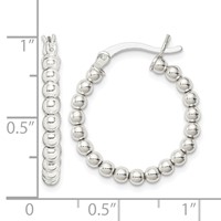 Sterling Silver Polished Beaded Hoop Earrings view 4