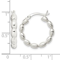 Sterling Silver Polished Beaded Hoop Earrings view 4
