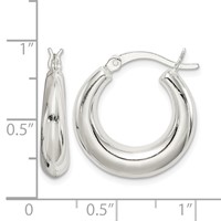 Sterling Silver Polished & Tapered Round Hoop Earrings view 4