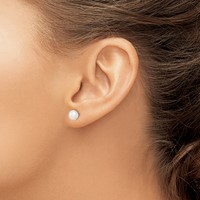 Sterling Silver White FW Cultured Pearl 6-7mm Button Earrings view 3
