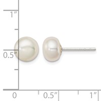Sterling Silver White FW Cultured Pearl 7-8mm Button Earrings view 4