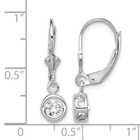 Sterling Silver Rhodium Plated 5mm Round CZ Leverback Earrings view 4