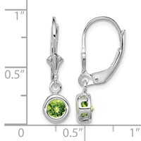 Sterling Silver Rhodium Plated 5mm Round Peridot Leverback Earrings view 4