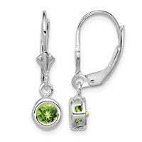 Sterling Silver Rhodium Plated 5mm Round Peridot Leverback Earrings view 1