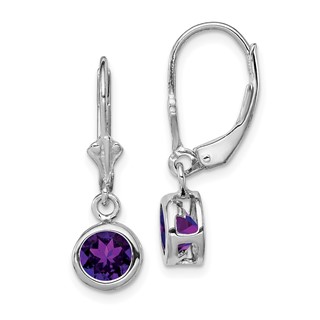 Sterling Silver Round Gemstone Leverback Earring