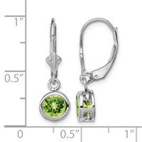 Sterling Silver Rhodium Plated 6mm Round Peridot Leverback Earrings view 4
