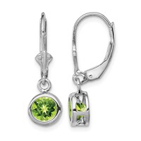 Sterling Silver Rhodium Plated 6mm Round Peridot Leverback Earrings view 1