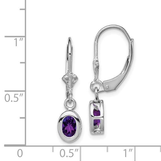 Sterling Silver Oval Gemstone Leverback Earring
