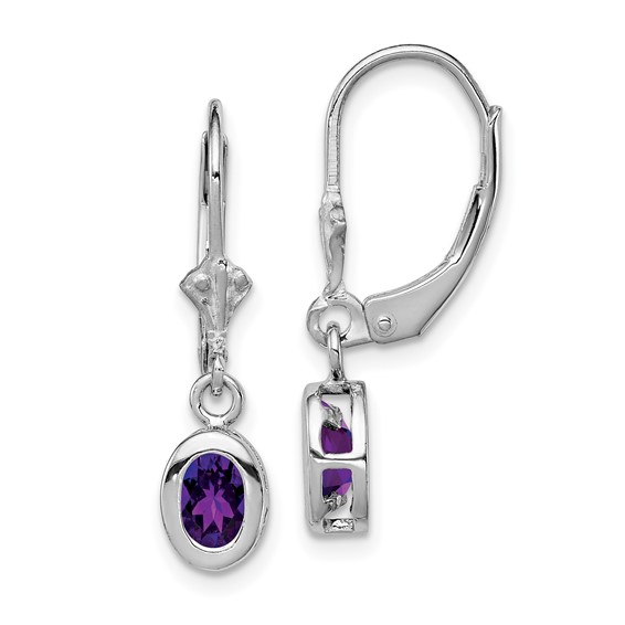 Sterling Silver Oval Gemstone Leverback Earring