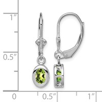 Sterling Silver Rhodium Plated 6x 4mm Oval Peridot Leverback Earrings view 4
