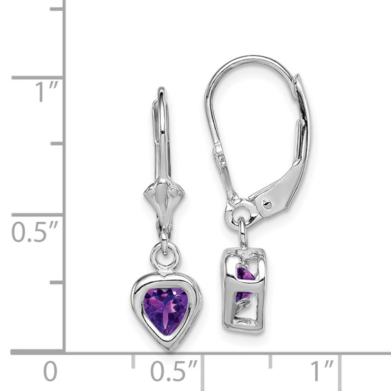 Sterling Silver Heart Gemstone Leverback Earring