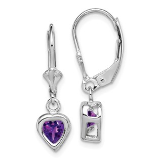 Sterling Silver Heart Gemstone Leverback Earring