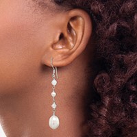 Sterling Silver Polished Fwc Pearl Opalite Crystal Crystal Dangle Earrings view 3