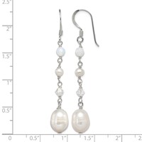 Sterling Silver Polished Fwc Pearl Opalite Crystal Crystal Dangle Earrings view 4