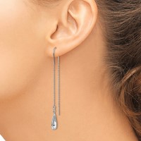 Sterling Silver Polished Crystal Teardrop Threader Earrings view 3