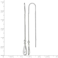 Sterling Silver Polished Crystal Teardrop Threader Earrings view 4