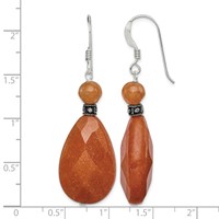 Sterling Silver Polished & Antiqued Carnelian Teardrop Dangle Earrings view 4