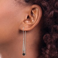 Sterling Silver Polished Black Crystal Threader Earrings view 3