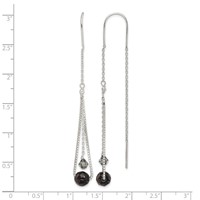 Sterling Silver Polished Black Crystal Threader Earrings view 4