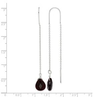 Sterling Silver Polished Dark Olivine Crystal Teardrop Threader Earrings view 4