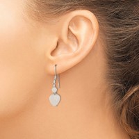 Sterling Silver Polished & Antiqued Rose Quartz Heart Dangle Earrings view 3