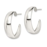 Sterling Silver Rhodium-plated Fancy J-Hoop Post Earrings view 2