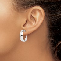 Sterling Silver Rhodium-plated Fancy J-Hoop Post Earrings view 3