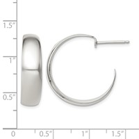 Sterling Silver Rhodium-plated Fancy J-Hoop Post Earrings view 4