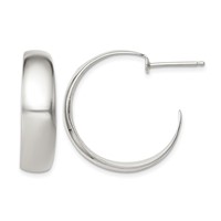 Sterling Silver Rhodium-plated Fancy J-Hoop Post Earrings view 1