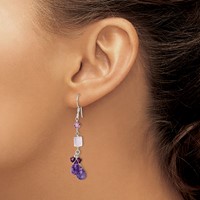 Sterling Silver Polished Amethyst, Lavender Quartz & Crystal Dangle Earrings view 3