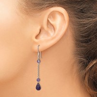 Sterling Silver Polished Amethyst Teardrop Dangle Earrings view 3