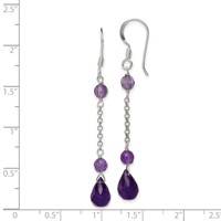 Sterling Silver Polished Amethyst Teardrop Dangle Earrings view 4