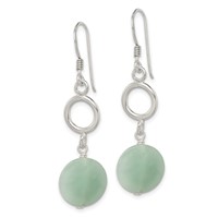 Sterling Silver Polished Amazonite Circle Dangle Earrings view 2