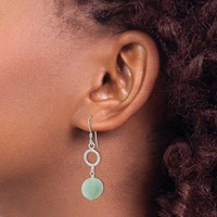 Sterling Silver Polished Amazonite Circle Dangle Earrings view 3