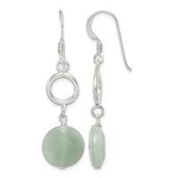 Sterling Silver Polished Amazonite Circle Dangle Earrings view 1
