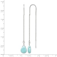 Sterling Silver Polished Blue Agate Teardrop Threader Earrings view 4