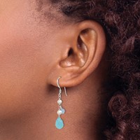 Sterling Silver Blue Topaz Blue Agate FW Cultured Pearl Earrings view 3