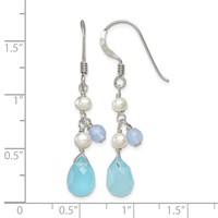 Sterling Silver Blue Topaz Blue Agate FW Cultured Pearl Earrings view 4