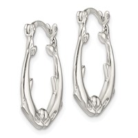 Sterling Silver Rhodium-plated Polished Dolphins Round Hoop Earrings view 2