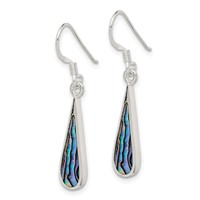 Sterling Silver Polished Abalone Teardrop Dangle Earrings view 2
