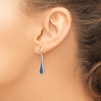 Sterling Silver Polished Abalone Teardrop Dangle Earrings view 3