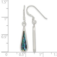 Sterling Silver Polished Abalone Teardrop Dangle Earrings view 4