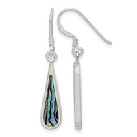 Sterling Silver Polished Abalone Teardrop Dangle Earrings view 1