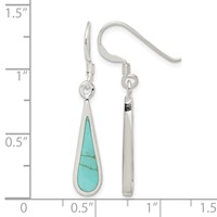Sterling Silver Polished Turquoise Teardrop Dangle Earrings view 4