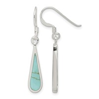 Sterling Silver Polished Turquoise Teardrop Dangle Earrings view 1