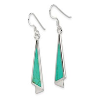 Sterling Silver Polished Fancy Triangle Turquoise Dangle Earrings view 2