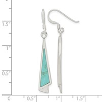 Sterling Silver Polished Fancy Triangle Turquoise Dangle Earrings view 4