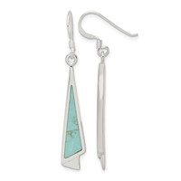 Sterling Silver Polished Fancy Triangle Turquoise Dangle Earrings view 1