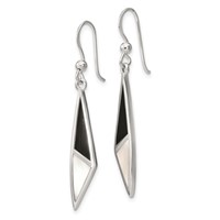 Sterling Silver Polished Onyx & Mother of Pearl Dangle Earrings view 2